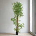 Faux Evergreen Bamboo Plant With Pot - Light Green